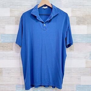 Peter Millar Soft Jersey Golf Polo Shirt Blue Short Sleeve Casual Mens Large